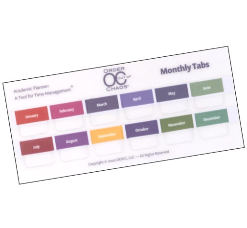 Academic Planner Monthly Tabs