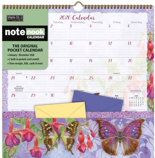 Butterflies 2026 Note Nook Wall Calendar