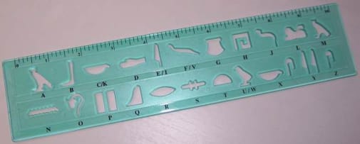 Hieroglyphic Alphabet Stencil Ruler