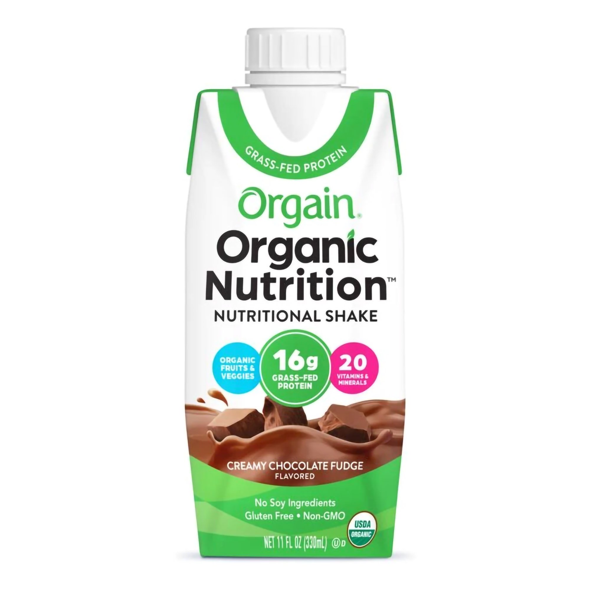 Orgain Organic Nutrition Chocolate Nutritional Shake, 11-ounce carton MK 1175951