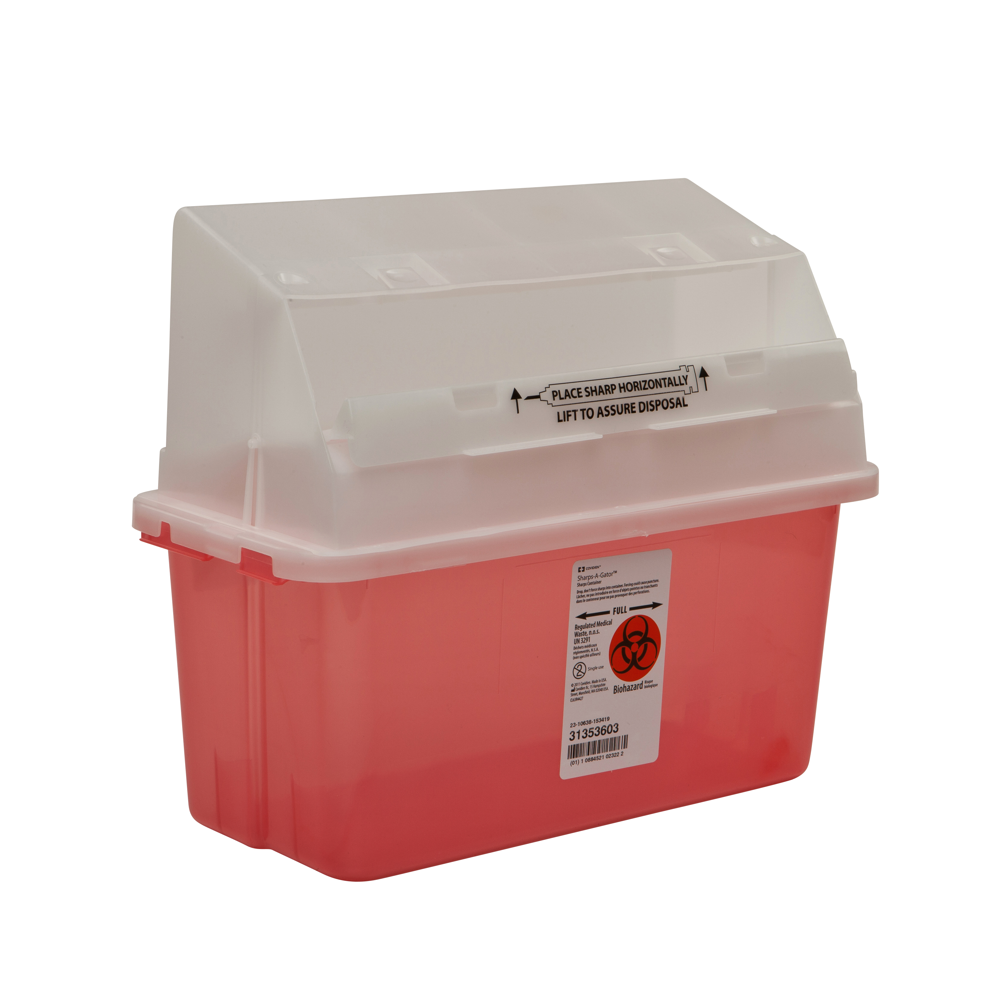 GatorGuard Safety In-Room Sharps Container, 5 Quart, 14 x 6 x 13 Inch MK 352040