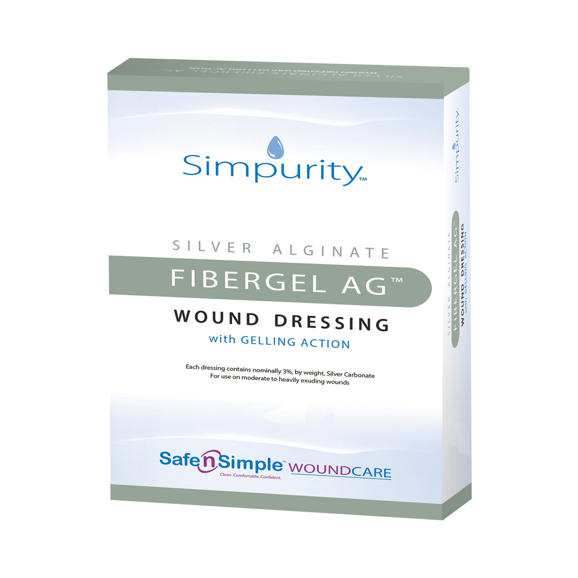 Simpurity Fibergel AG Silver Alginate Dressing, 4 x 4 Inch MK 1088926