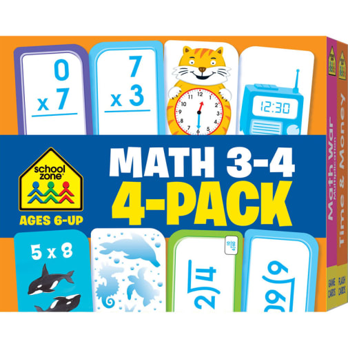 Math 3-4 Flash Cards 4-Pack