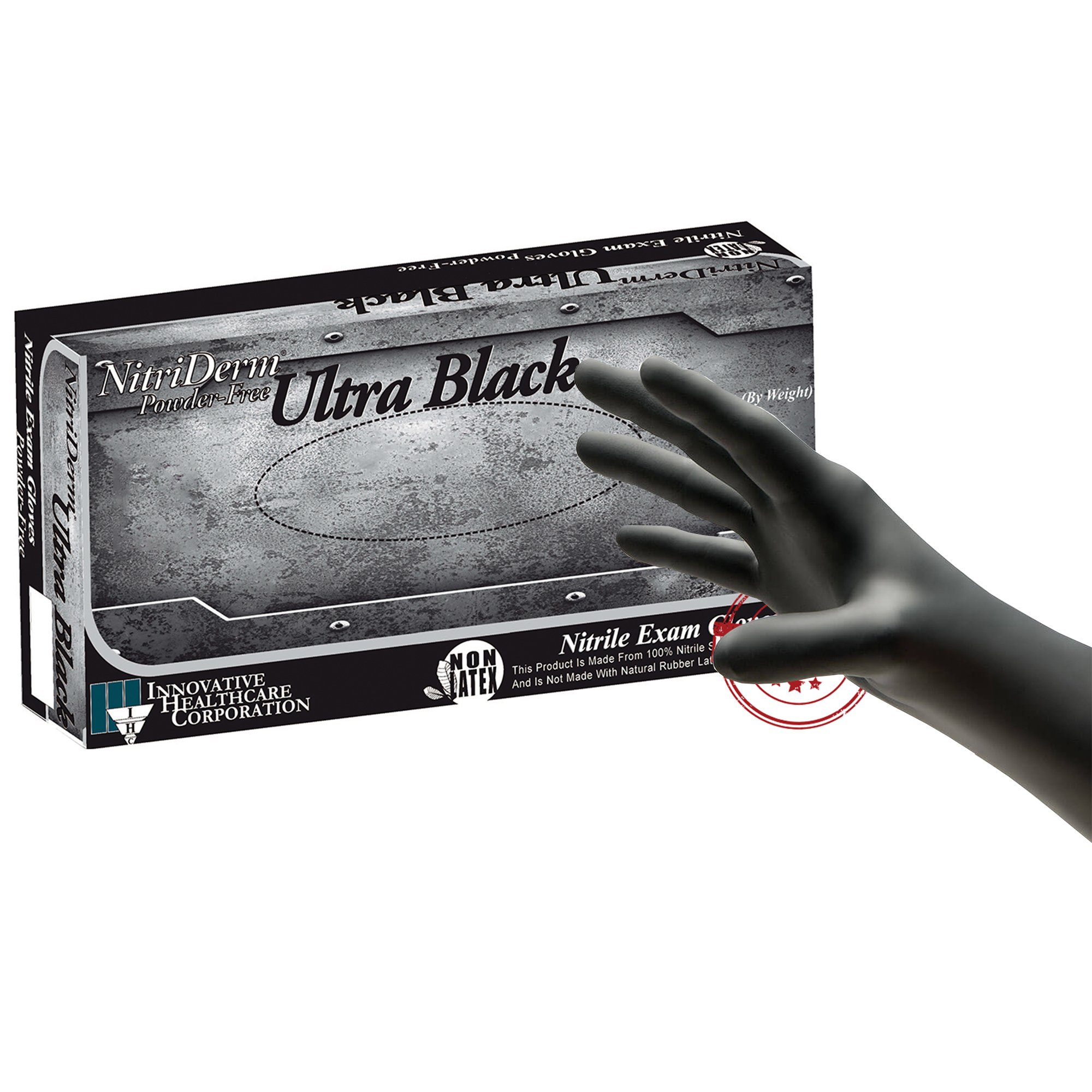 NitriDerm Ultra Black Nitrile Exam Glove, Medium, Black MK 874674