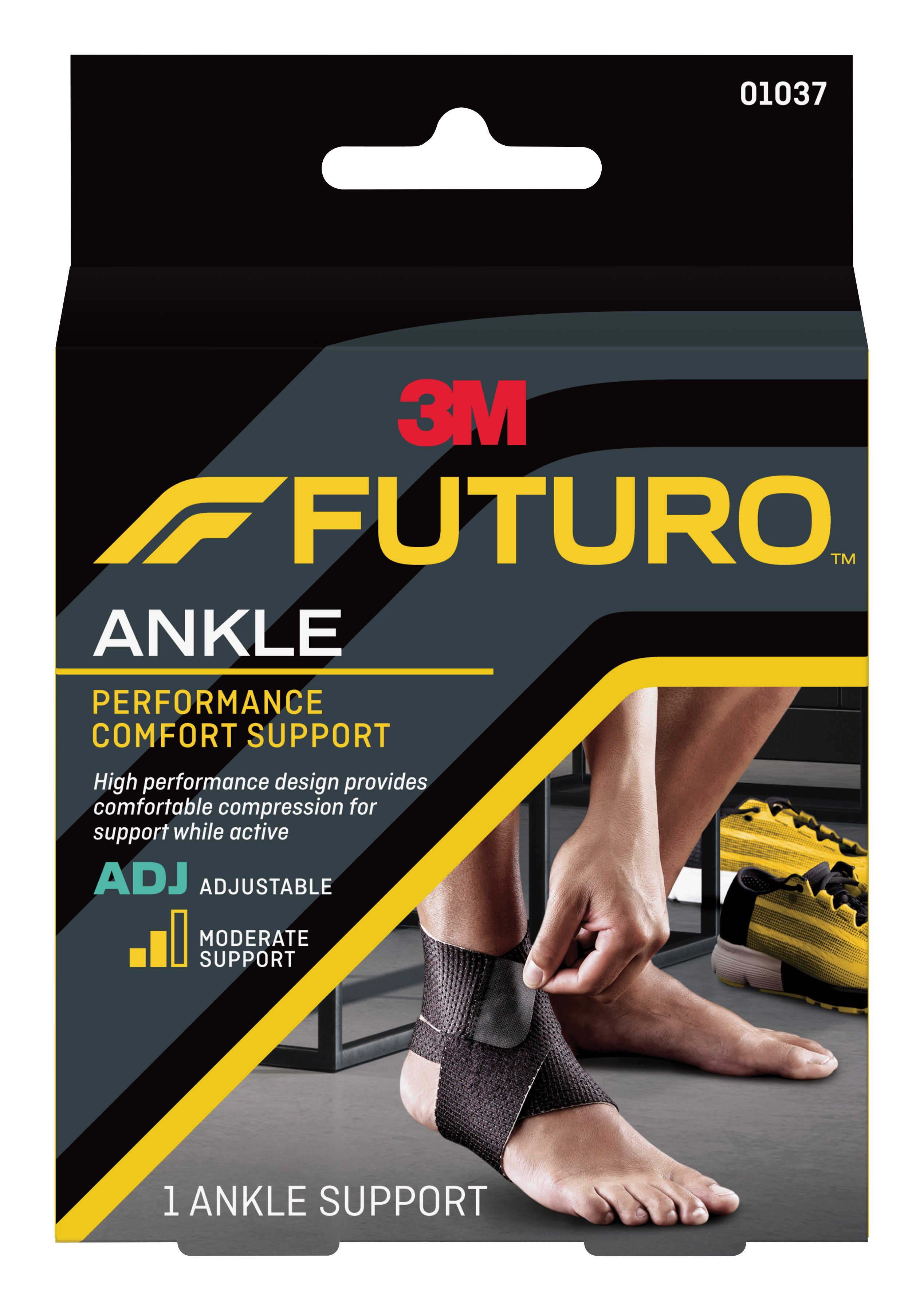 3M Futuro Ankle Brace, Low Profile, Black, One Size Fits Most MK 971881
