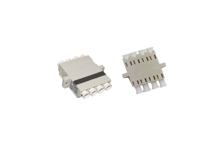 Fiber Adapter, LC/UPC Quad Multimode, with Flange, Beige