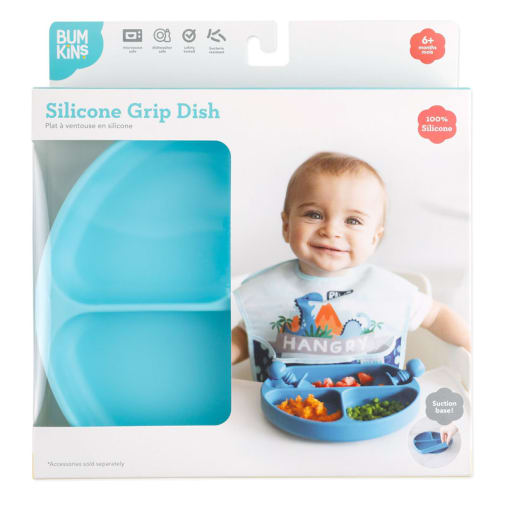 Silicone Divided Grip Dish - Blue