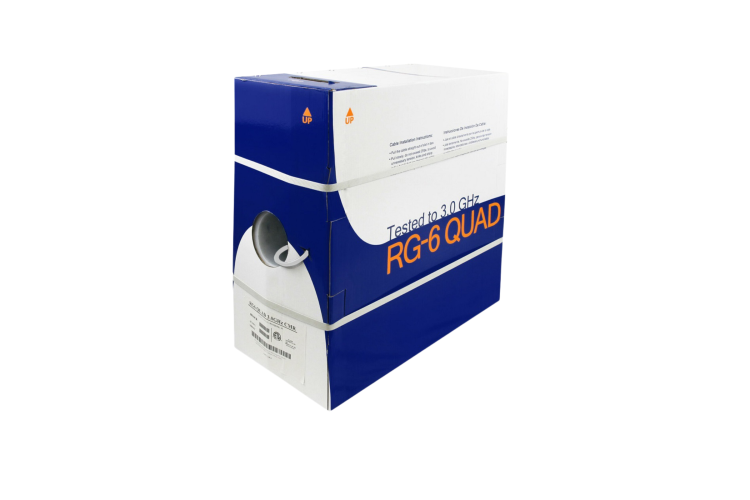 1000Ft RG6 CMR CCS Quad Shield Coax Cable White