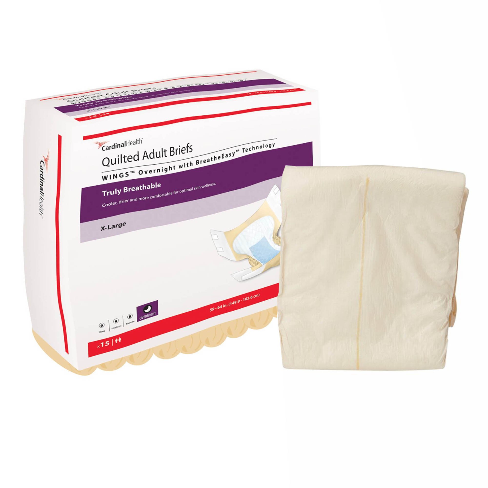 Wings Overnight Absorbency Incontinence Brief, Extra Large MK 864861