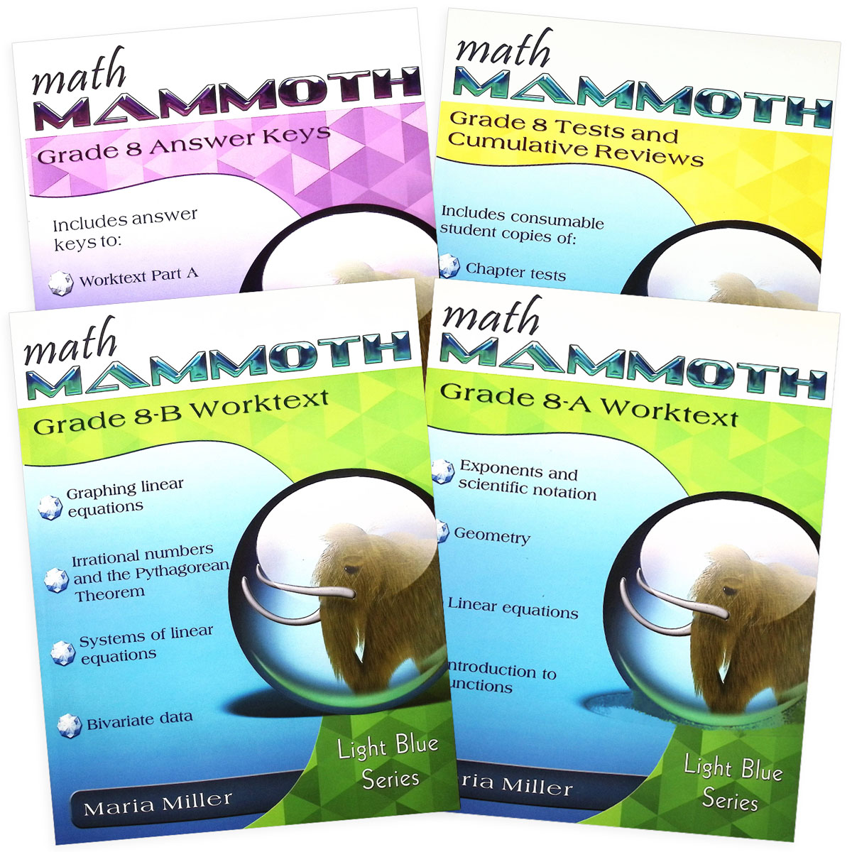 Math Mammoth Light Blue Series Grade 8 Colored Package