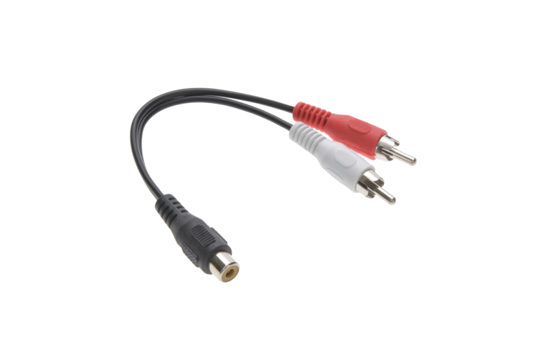 RCA Female to (2) RCA Male Y-Cable, 6in