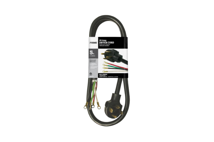 5Ft 10/4 Dryer Cord, 30Amp, 4-Prong, 4-Wire SRDT, Black