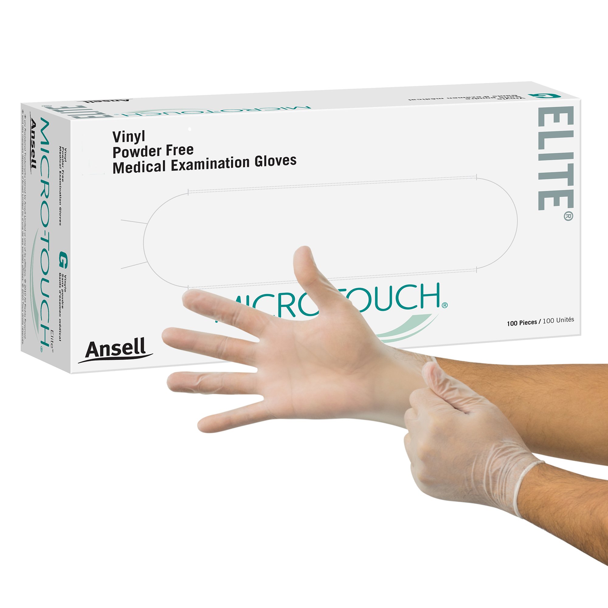 Micro-Touch Elite Stretch Vinyl Exam Glove, Medium, Ivory MK 453104