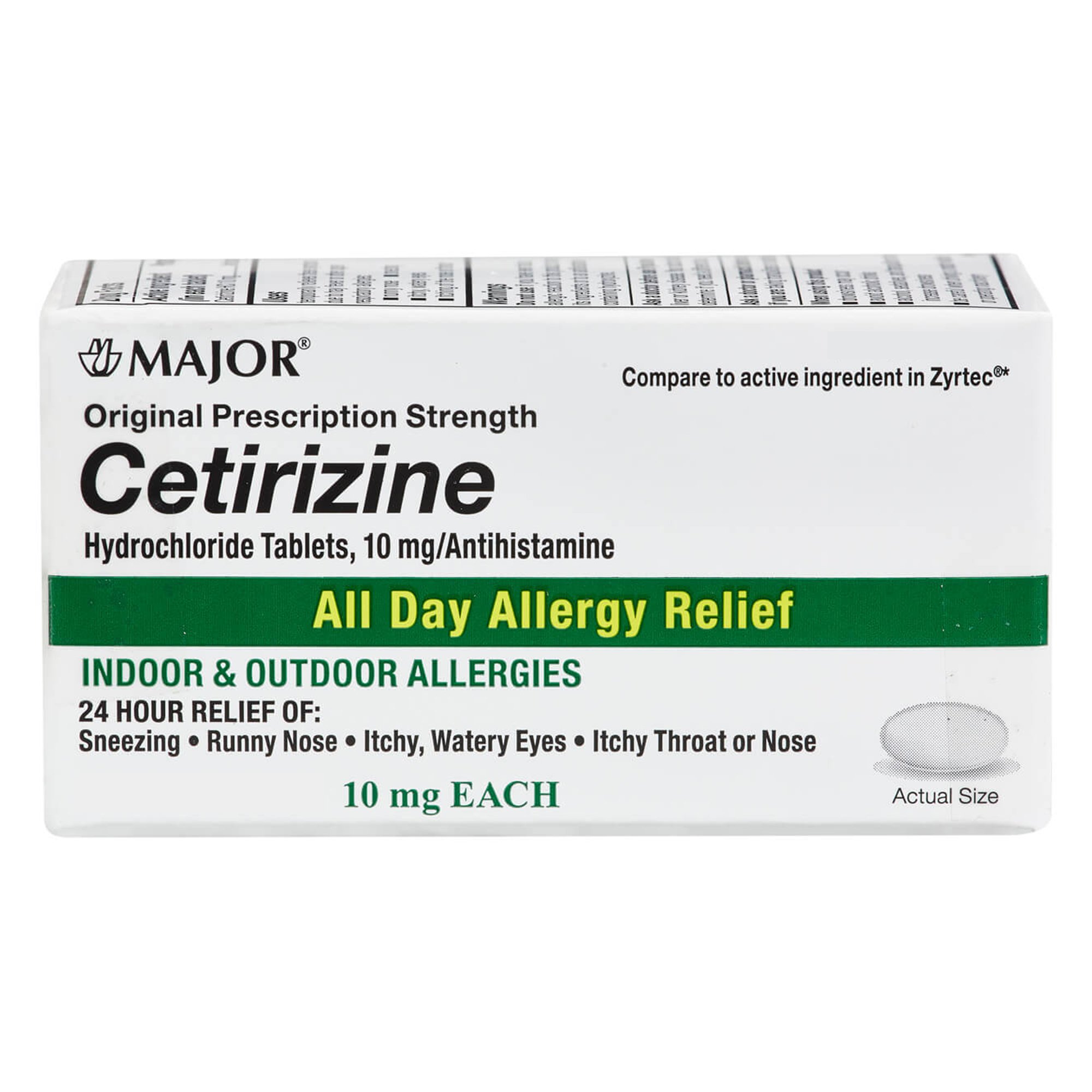 Major 10-mg Cetirizine All Day Allergy Relief Tablets MK 1146563