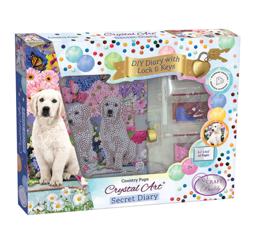 Crystal Art Secret Diary Kit - Country Pups