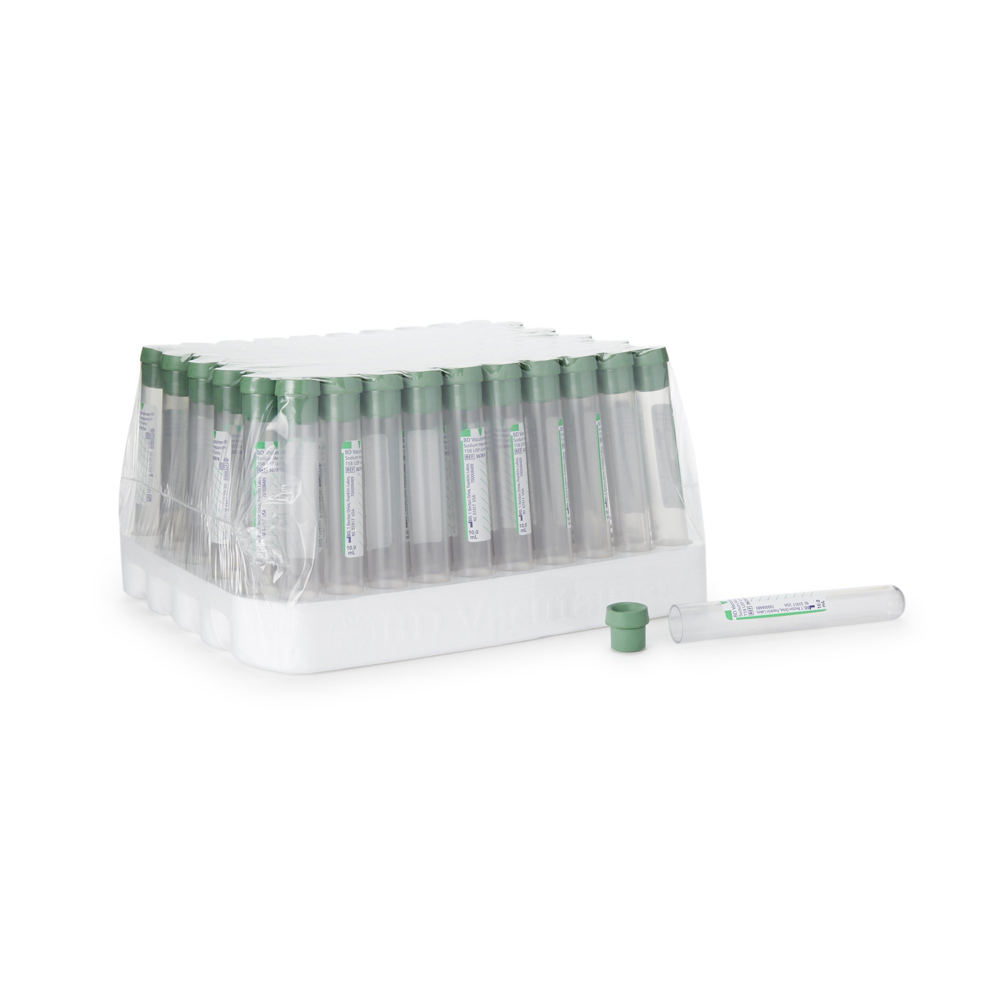 BD Vacutainer Venous Blood Collection Tube Sodium Heparin Additive 10 mL Conventional Closure Plastic Tube MK 382623