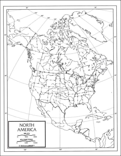 North America Map Paper single (8+" x 11")