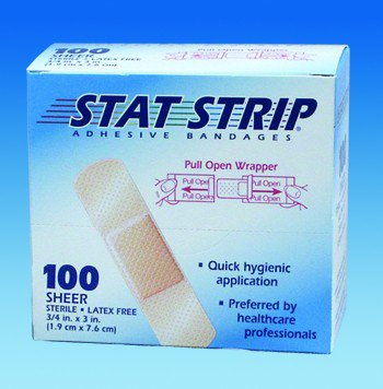 American White Cross Stat Strip Sheer Adhesive Strip, 1 x 3 Inch MK 197291