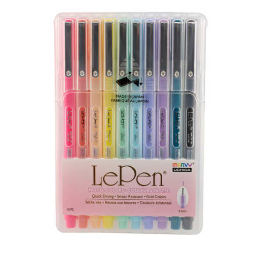 LePen Extra Fine Tip Pens Pastel Set - Pack of 10