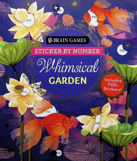 Sticker By Number: Whimsical Garden (Brain Games) 104 pages