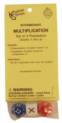 Intermediate Mutiplication - Set of 3 Polyhedron ( 1 Each of Red, White and Blue)