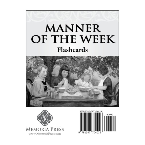 Memoria Press Manner of the Week Flashcards