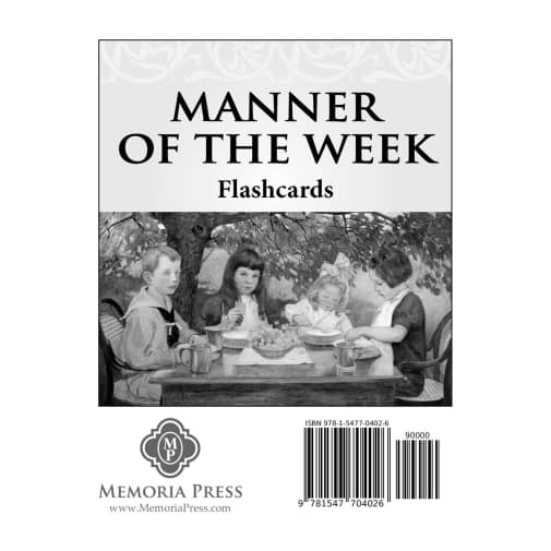 Memoria Press Manner of the Week Flashcards