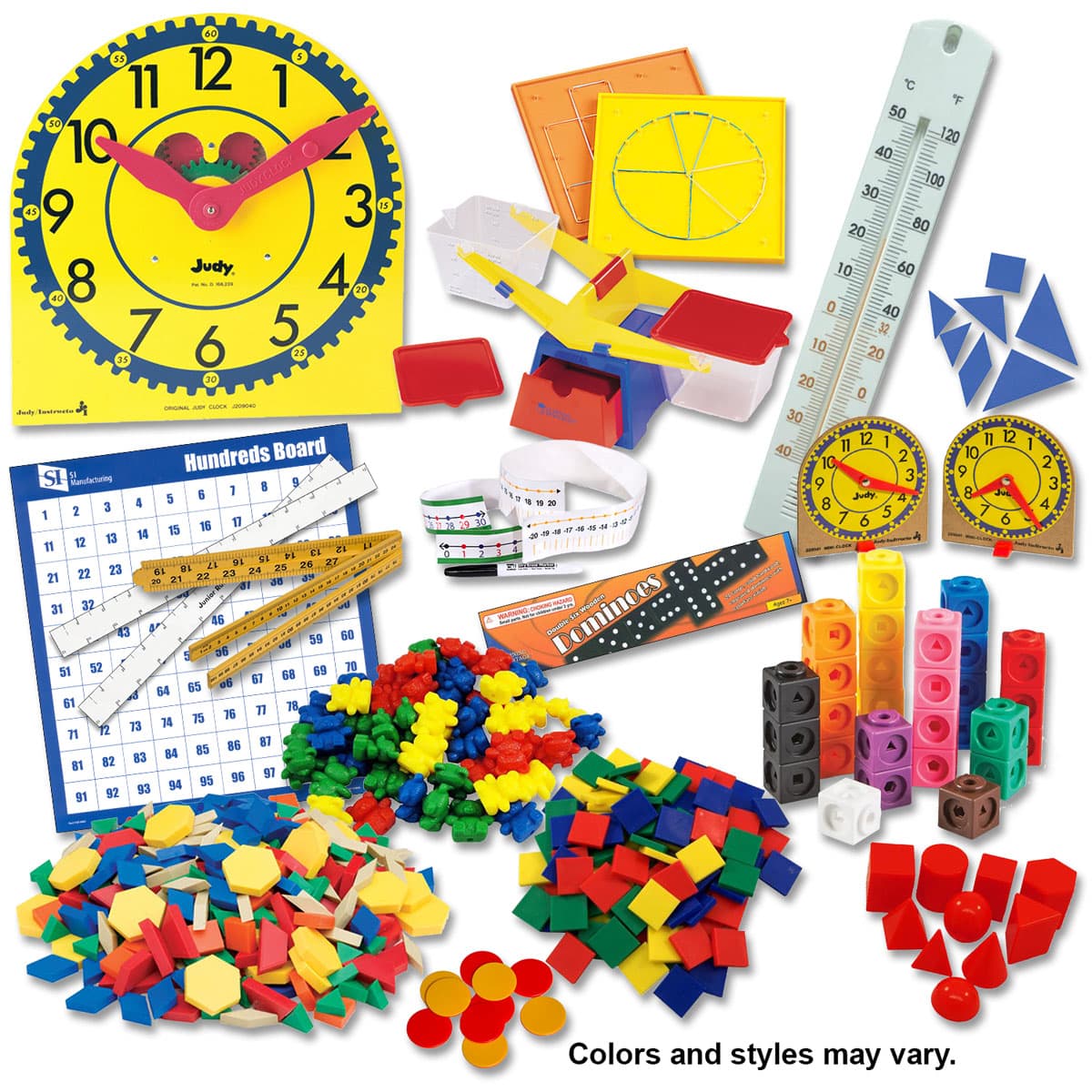 Saxon Math Manipulative Kit K-3 (Plastic Pattern Block Upgrade, Judy Clock, Optional Items)