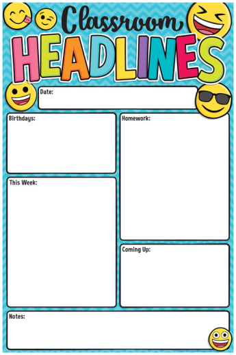 Write & Wipe Magnetic Chart - Emoji Classroom Headlines