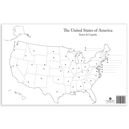 Memoria Press Practice Map Pad: United States