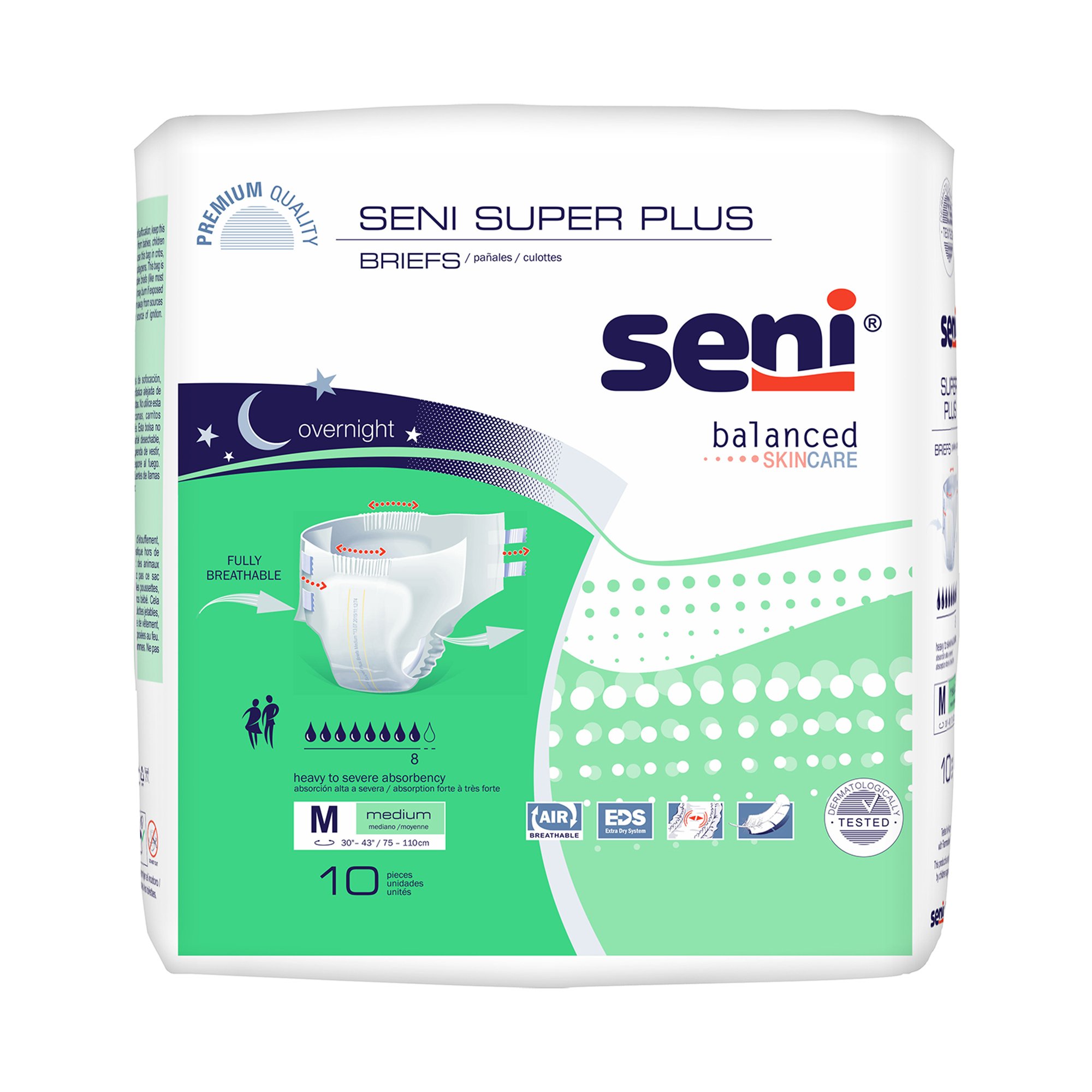 Seni Super Plus Overnight Heavy to Severe Absorbency Incontinence Brief, Medium MK 1163825