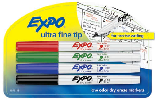 Expo Low Odor Ultra Fine Dry Erase Markers (4 assorted colors)