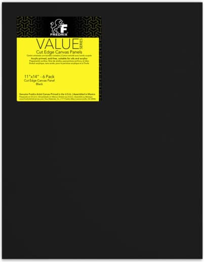 Value Series Black Cut Edge Canvas Panel 11" x 14" - Pack of 6