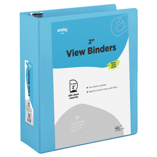 View Binder - 2" D Ring with 2 Pockets - Blue