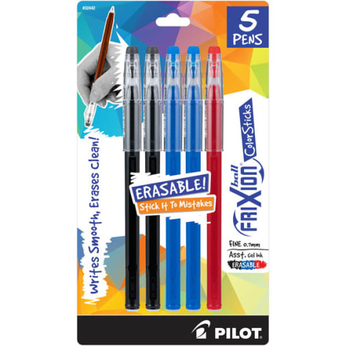 Frixion ColorSticks, Fine Point, erasable, assorted colors - 5 pack