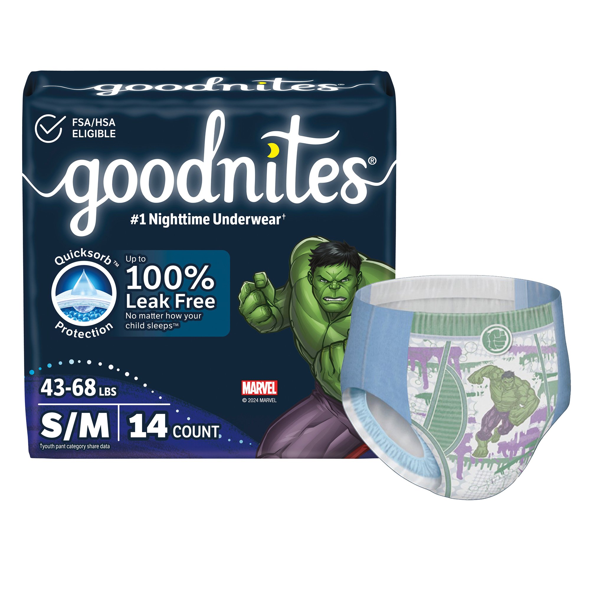 Goodnites Heavy Absorbency Nighttime Underwear, S/M for Boys 43  68 lbs. MK 883225