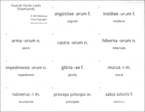 Fourth Form Latin Flashcards
