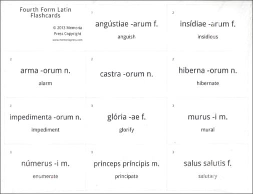 Memoria Press Fourth Form Latin Flashcards