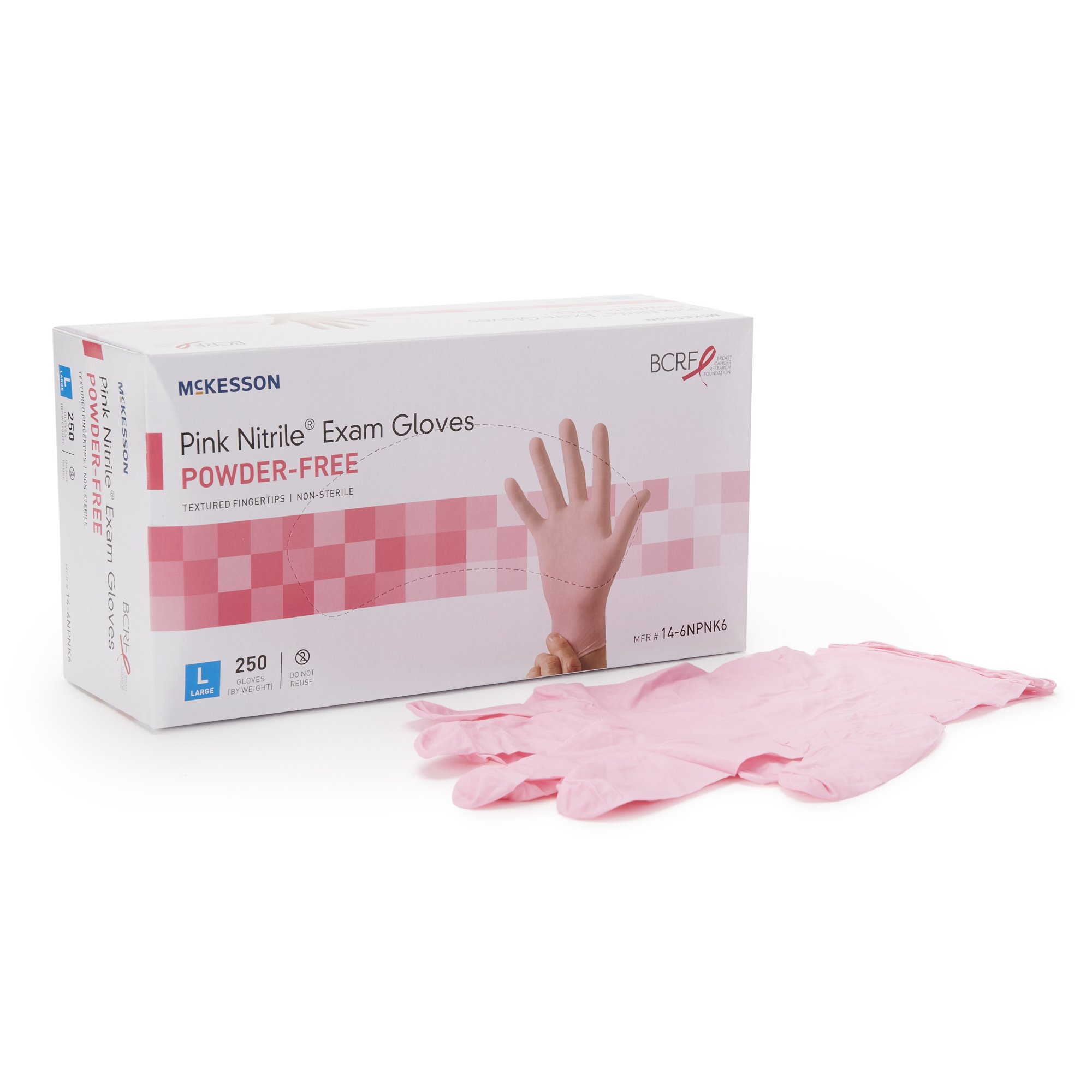 McKesson Pink Nitrile Nitrile Exam Glove, Large, Pink MK 1065403