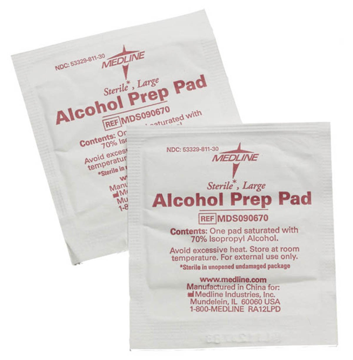 Alcohol Prep Pad Medline 70% Strength Isopropyl Alcohol Individual Packet Large Sterile MK 833406