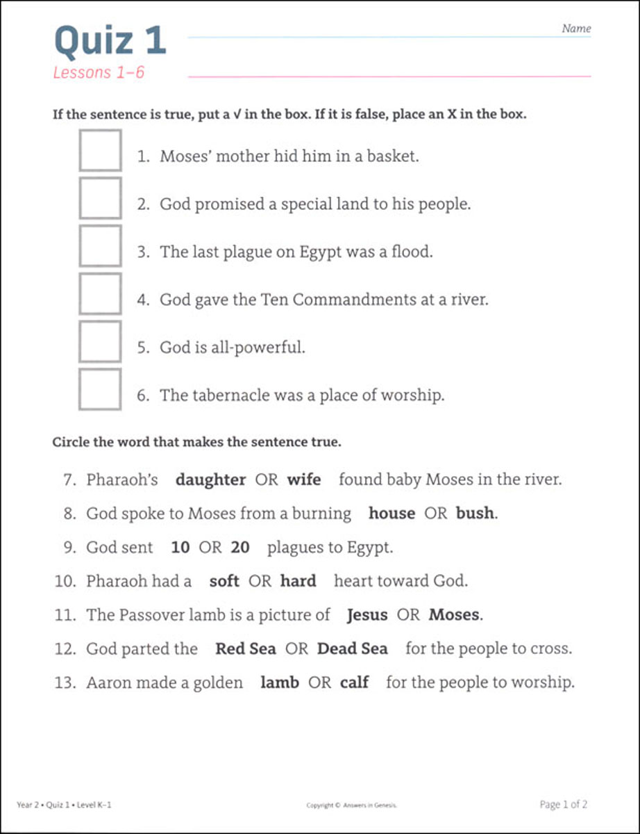 Answers Bible Curriculum Year 2 Homeschool Student Value Combo Grades K-1