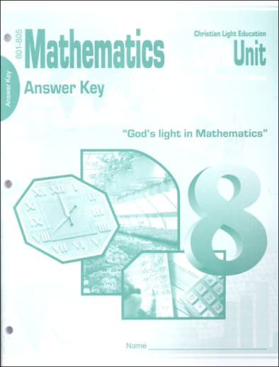 Christian Light Math LightUnits Answer Key 801-805
