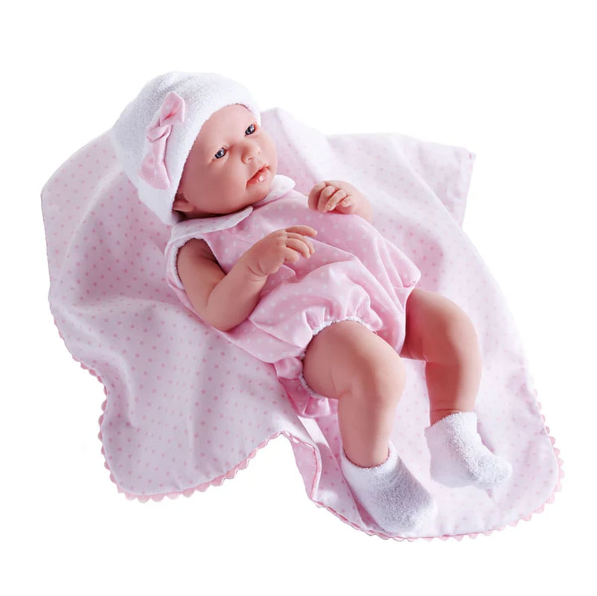 La Newborn Realistic 17" Vinyl Doll in Pink Bubble Suit Outfit and Blanket - Girl