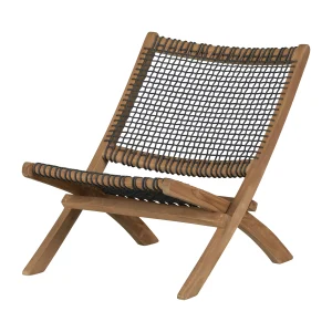 Wood and Woven Rope Lounge Chair