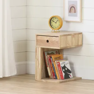 Mesa de noche con 1 cajón en madera sólida, reversible