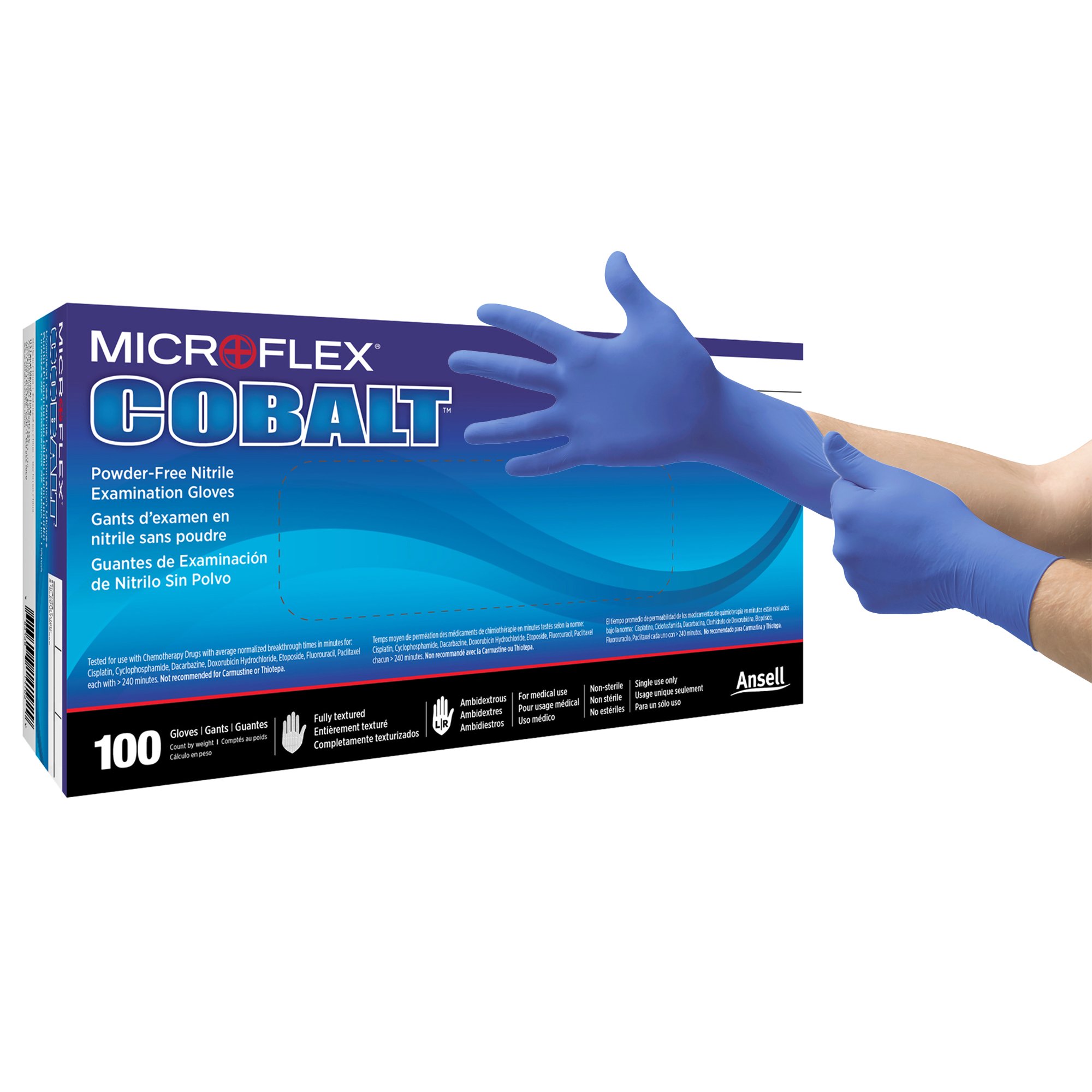 Microflex Cobalt Nitrile Exam Glove, Large, Blue MK 949836