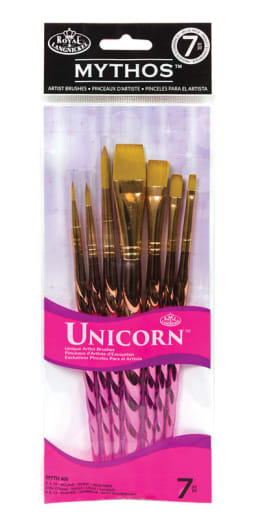 Royal & Langnickel Mythos Unicorn Golden Taklon Paint Brush Set (7 variety piece)