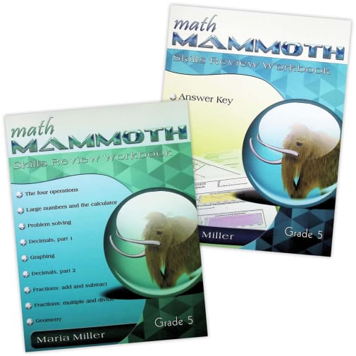 Math Mammoth Grade 5 Color Skills Review Workbook and Answer Key Package
