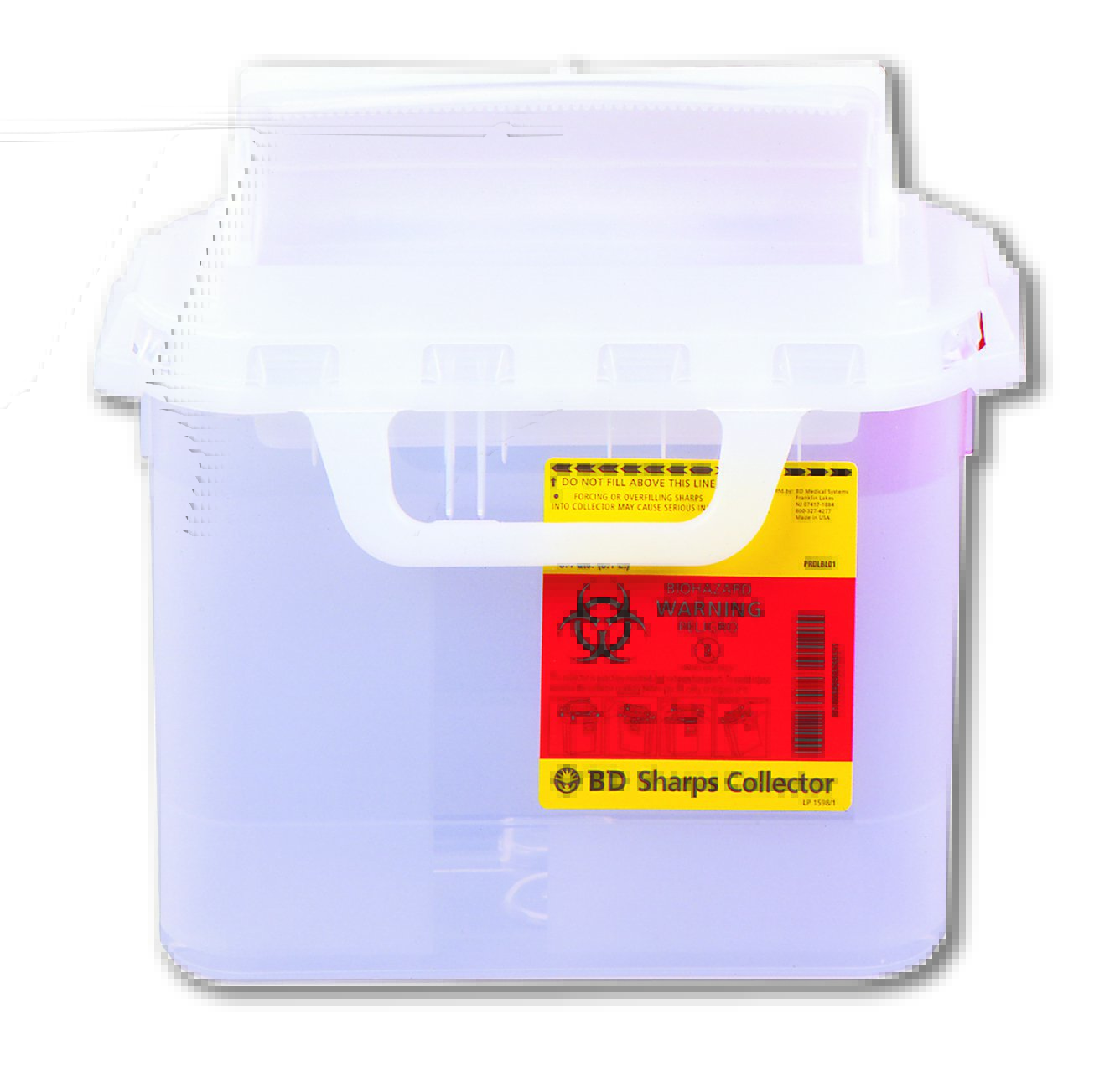 BD Sharps Container, 5.4 Quart, 11-7/10 x 16-3/5 x 4-1/2 Inch MK 206130