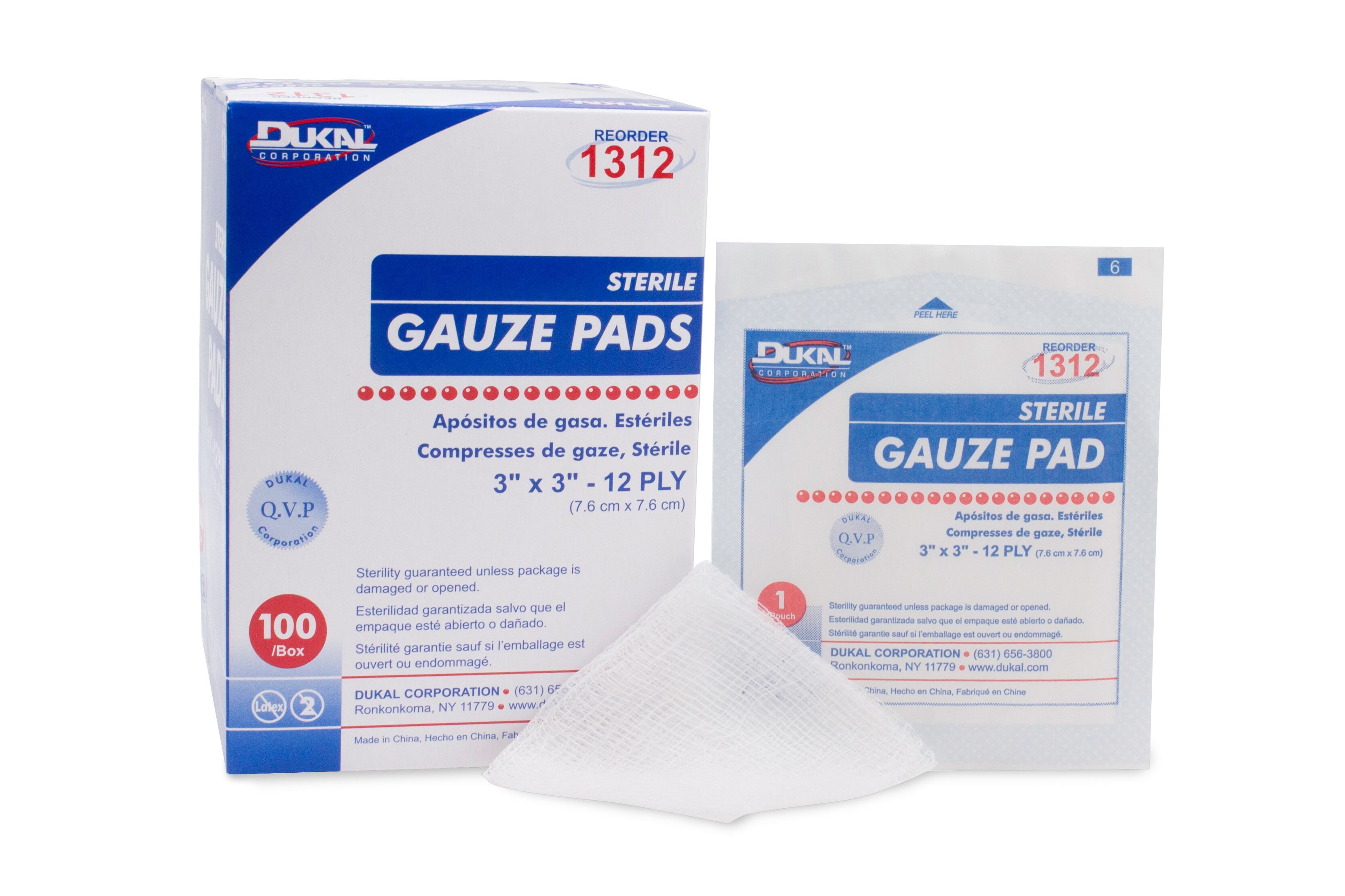 Dukal Sterile Gauze Sponge, 3 x 3 Inch, 12-Ply MK 381306